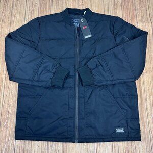 Levis Mens Lightweight  Jacket Black Full Zip Quilted Size L Polyester